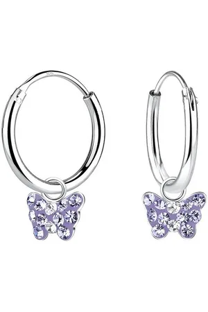 ALEXANDER YORK Paar Creolen Charm-Ohrringe SCHMETTERLING mit Kristallen lila, 2-tlg., 925 Sterling Silber - Verkäufer: