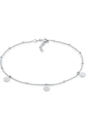 Elli Fußkette Kugelkette Plättchen 925 Silber, Kreis - Verkäufer: JULIE & GRACE GmbH