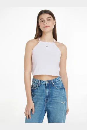 Tommy Hilfiger Spaghettitop TJW SLIM CRP BABYLOCK RIB TOP mit gewelltem Abschluss am Saum
