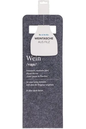 OUT OF THE BLUE Tragetasche Flaschentüte für Wein aus grauem Filz mit Spruch Geschenktüte, mit Tragegriff - Verkäufer: Marabellas Shop