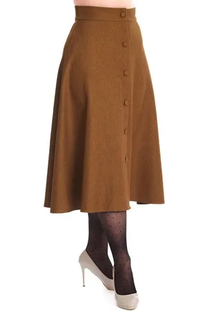 Banned Retro A-Linien-Rock Book Worm Khaki Retro Vintage Swing Skirt - Verkäufer: Schompi Trading e.K.