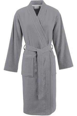 Carl Ross Unisex-Bademantel 41110, Midilänge, Walkfrottier, Kimono-Kragen, Gürtel, Midilänge