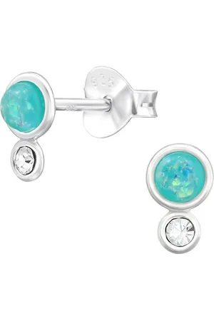 ALEXANDER YORK Paar Ohrstecker GEO-OPAL mint mit Kristall, 2-tlg., 925 Sterling Silber - Verkäufer: