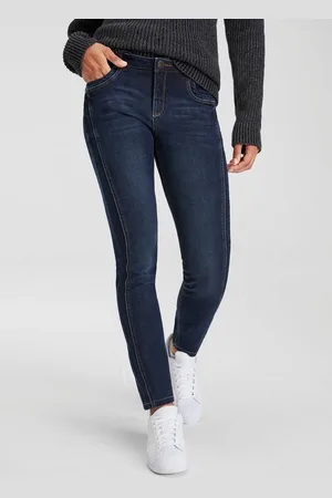 ARIZONA Röhrenjeans normale Leibhöhe, kontrastfarbene Details, Used-Waschung