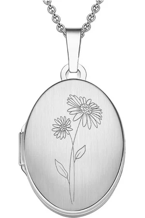 Amoonic Amulett Medaillon Oval Gravur Geburtsblume zum Öffnen für Bilder Silber 925 (inkl. Schmucktäschchen), Anhänger aufklappbar befüllbar Foto Gravur Geburtsblume April - Verkäufer: