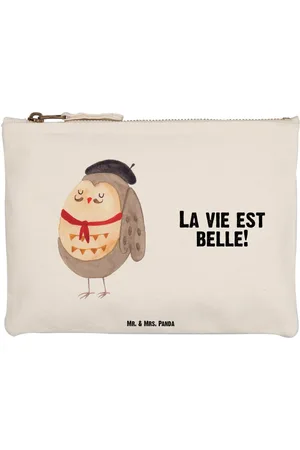 Mr. & Mrs. Panda Kosmetiktasche Eule Frankreich Größe M - - Geschenk, béret, Federmappe, hibou, (1-tlg), Praktisch und schön - Verkäufer: