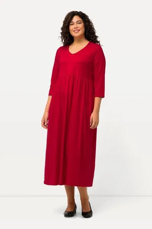 Ulla Popken Maxikleid Jerseykleid Empirenaht V-Ausschnitt 3/4-Arm - Verkäufer: Popken Fashion Group