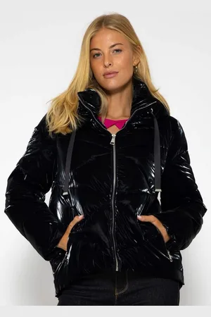 SASSYCLASSY Winterjacke Glänzende Pufferjacke Damen gefüttert Winterjacke im schimmerndes Design mit Kapuze, Made in Italy - Verkäufer: