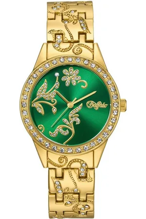 Buffalo Quarzuhr TLA-91432-85M, Armbanduhr, Damen, florale Elemente, Glaskristalle