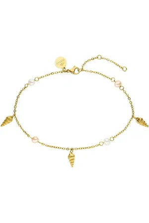 Purelei Fußkette mit Anhänger Schmuck Geschenk Akala, Muschel, 2032-AnkletBracelet-Akala-Gold, mit Süßwasserzuchtperle