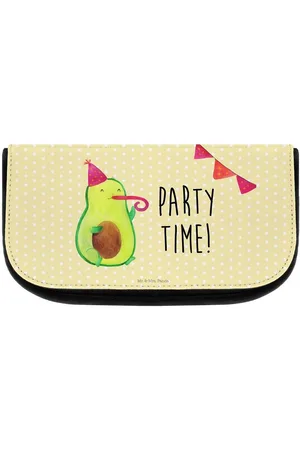 Mr. & Mrs. Panda Kosmetiktasche Avocado Party Zeit - Pastell - Geschenk, Feier, Kosmetiktasche M (1-tlg), Praktisch Unterwegs - Verkäufer: