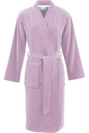 Carl Ross Unisex-Bademantel 41110, Midilänge, Walkfrottier, Kimono-Kragen, Gürtel, Midilänge