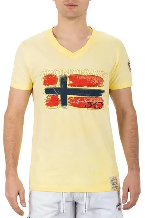 Geographical Norway T-Shirt Casual Kurzarm Shirt bajoasis Men Yellow M im Used Look - Verkäufer: bans24