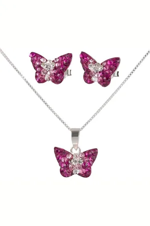 schmuck23 Ohrstecker-Set Anhänger mit Kette Kinder Ohrringe Schmetterling 925 Silber (Anhänger mit Kette und Ohrringen, Set), Kinderschmuck - Verkäufer: