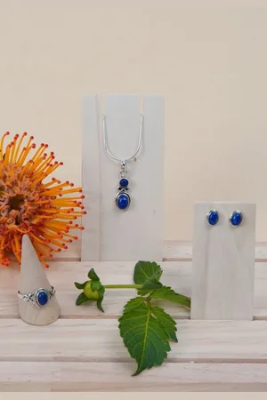 mantraroma Schmuckset 925er Silber mit Lapis Lazuli (Schmuckset aus 925 Silber) - Verkäufer: