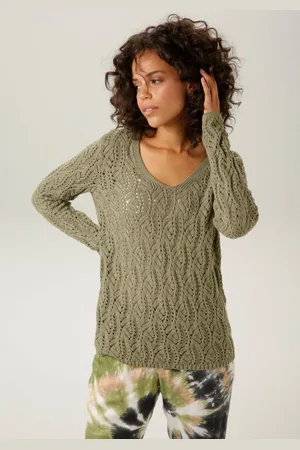 Aniston Strickpullover mit trendigem Ajour-Muster