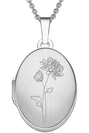 Amoonic Amulett Medaillon Oval Gravur Geburtsblume zum Öffnen für Bilder Silber 925 (inkl. Schmucktäschchen), Anhänger aufklappbar befüllbar Foto Gravur Geburtsblume November - Verkäufer: