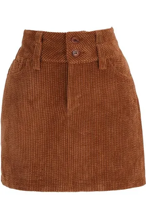 Fresh Lions A-Linien-Rock Corduroy Side Slit Mini Skirt camel XL - Verkäufer: