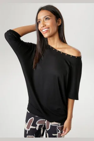 Aniston Fledermausshirt mit bronzefarbenen Nieten