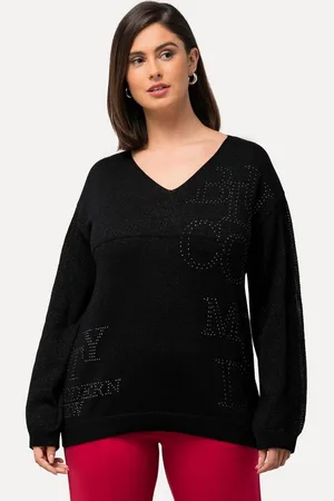 Ulla Popken Strickpullover Pullover Ziersteine V-Ausschnitt Langarm - Verkäufer: Popken Fashion Group