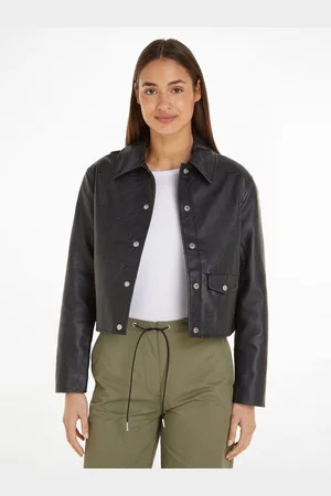 Calvin Klein Lederimitatjacke SHORT FAUX LEATHER JACKET