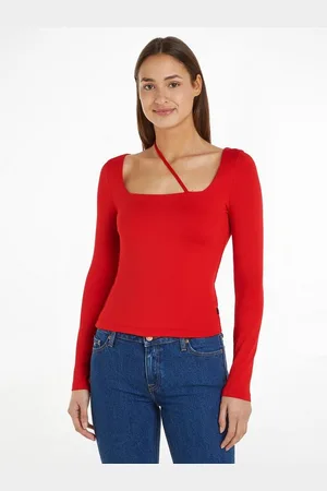 Tommy Hilfiger Crop-Top mit eckigen Ausschnitt und stylischer Zusatzschnur