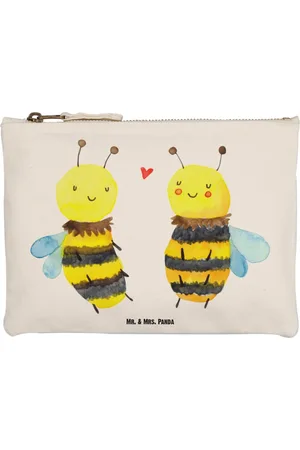 Mr. & Mrs. Panda Kosmetiktasche Biene Verliebt Größe M - - Geschenk, Kosmetiktasche, Kosmetiketu (1-tlg), Charmante Designs - Verkäufer: