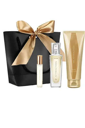 Avon Eau de Parfum Attraction 30 ml Taschenspray 10 ml Geschenktasche Set, 4-tlg., Zitrone und dem süßen Pfirsich für Damen - Verkäufer: Cultzen