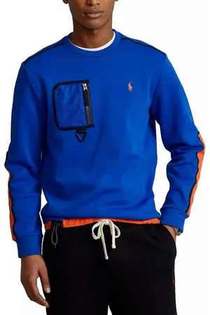 Ralph Lauren Sweatshirt Fleece Hybrid Activewear Sweater Pulli Pullover Reißverschlusstasche Kordelzug am Saum, Ellbogenpatches, Gerippte Bündchen - Verkäufer: eldigo