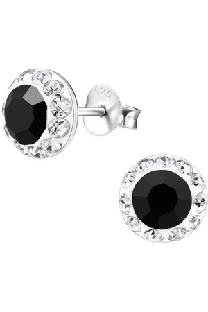 ALEXANDER YORK Paar Ohrstecker GEO Kristall rund schwarz und weiß, 2-tlg., 925 Sterling Silber - Verkäufer: