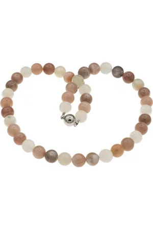 Bella Carina Perlenkette Kette mit mehrfarbigem Mondstein 10 mm Perlen Magentverschluss, echter Mondstein - Verkäufer: