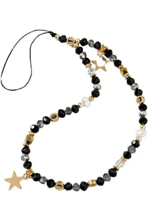Bungsa Armband Handy-Kette Lanyard Perlen und Sterne Nylonband Damen (1 Armband, 1-tlg), Handyschmuck - Verkäufer: