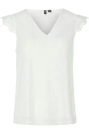 Pieces® Spitzentop PCOLLINE SL LACE V-NECK TOP WVN NOOS