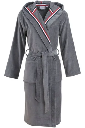 Carl Ross Unisex-Bademantel 481310, Midilänge, Velours, Kapuze, Gürtel, Midilänge