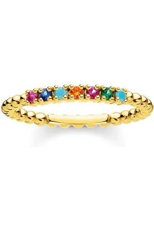 Thomas Sabo Fingerring Kugeln mit Steinen, TR2323-051-14-52-60, TR2323-488-7-52-60, mit Glas-Keramik Stein, Korund, Zirkonia (synth)