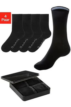 Bench Basicsocken (Dose, 4-Paar) mit farbigen Innenbündchen
