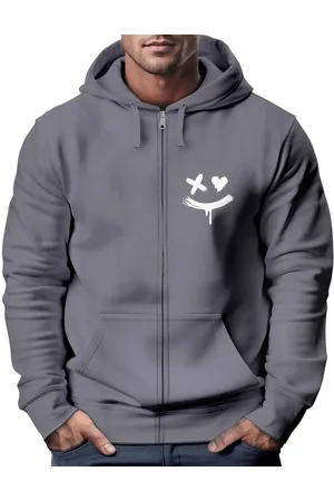 Neverless Sweatjacke Herren Sweatjacke mit Kapuze Print Drippy Smile Zip-Hoodie Männer - Verkäufer: Akowi