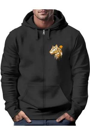 Neverless Sweatjacke Herren Sweatjacke Luchs Polygon Mond wandern Outdoor mit Kapuze Print - Verkäufer: Akowi
