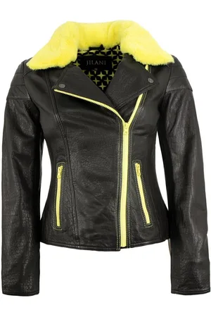Jilani Lederjacke Alla - Damen Lederjacke Bikerjacke Lammnappa / gelb - Verkäufer: Lederjacken24