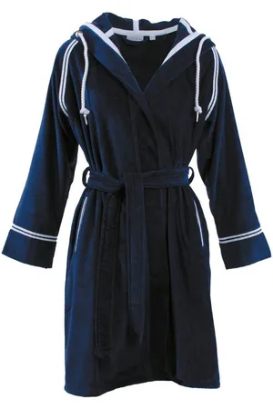 Carl Ross Unisex-Bademantel 438310, Midilänge, Velours, Kapuze, Gürtel, Midilänge