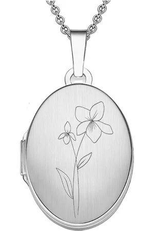 Amoonic Amulett Medaillon Oval Gravur Geburtsblume zum Öffnen für Bilder Silber 925 (inkl. Schmucktäschchen), Anhänger aufklappbar befüllbar Foto Gravur Geburtsblume Februar - Verkäufer: