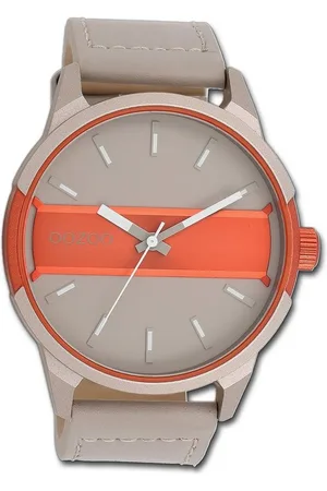 Oozoo Quarzuhr Herren Armbanduhr Timepieces, (Analoguhr), Herrenuhr Lederarmband sand, rundes Gehäuse, extra groß (ca. 48mm) - Verkäufer: Fit4Style Silberschmuck - IMPPAC