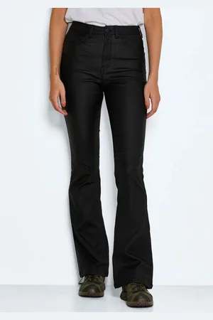 Noisy May Lederimitathose NMSALLIE HW FLARE COATED PANTS NOOS