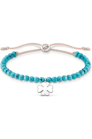 Thomas Sabo Armband türkise Perlen mit Kleeblatt, A1983-905-17-L20V, mit Türkis-Imitat