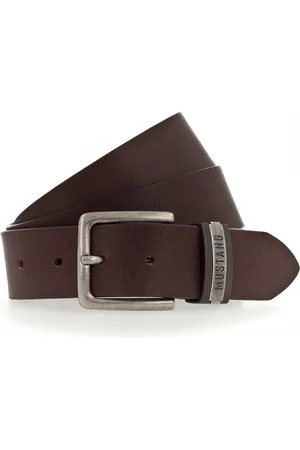 Mustang Ledergürtel Mit grafischer Prägung verziert, im Vintage-Look, 4 cm