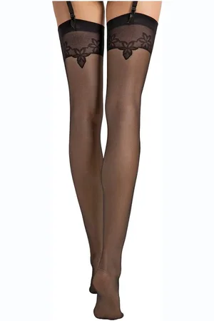 Fiore di Lucia Milano Strapsstrümpfe Sensual (Packung, 1 Paar) feminine Strapsstümpfe DEN20 mit verführerischen Blumenmuster - Verkäufer: chic4home
