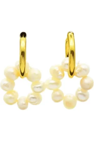Bungsa Creolen-Set Creolen mit Perlen-Anhänger aus Edelstahl Damen (1 Paar (2 Stück), 2-tlg), Ohrschmuck Ohrringe - Verkäufer: