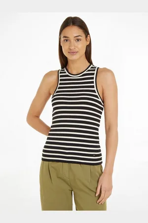 Tommy Hilfiger Tanktop SLIM 5X2 RIB STRIPE TANK NS mit Logostickerei