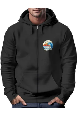 Neverless Sweatjacke Herren Zip Hoodie Sweatjacke mit Kapuze Logo-Print Good Vibes - Verkäufer: Akowi