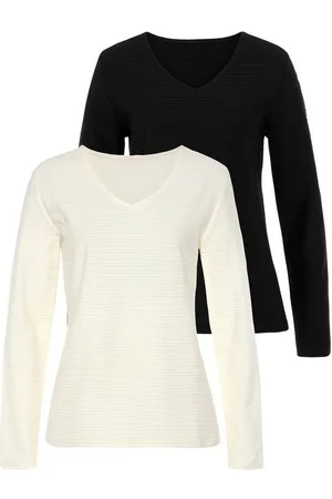 Lascana Langarmshirt mit Streifenstruktur (2er-Pack) aus weicher Baumwoll-Qualität